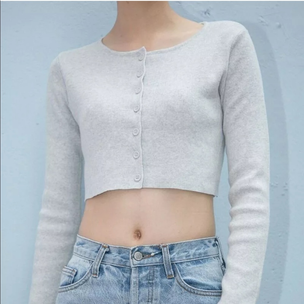 brandy melville gray cropped cardigan NWOT